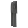 thumbnail image 6 of KANG Two Piece Women's Loungewear Pyjama Set Elegant Ribbed Homewear Autumn Outfit Loose Long Sleeve V Neck Tops Wide Leg Trousers Sets Sleepwear Leisure Leisure Suit, 6 of 6