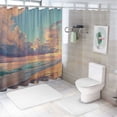 thumbnail image 7 of Orinice Ocean Beach Shower Curtain for Bathroom Coastal Sunset Sunrise Seaside Pink Nautical Summer Seacoast Blue Sea Hawaii Seascape Fabric Bath Decor Set with Hooks  36x72, 7 of 7