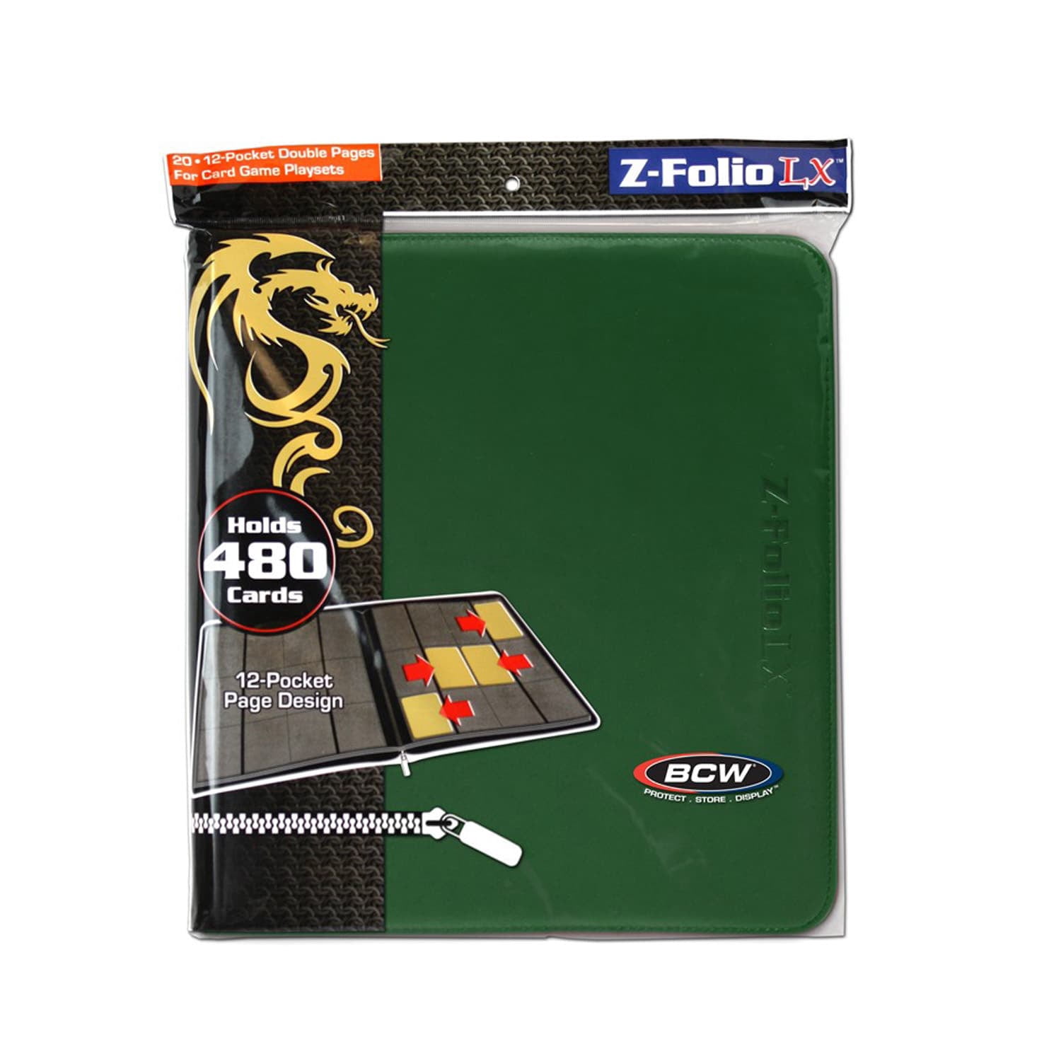 BCW 12-Pocket Z-Folio LX Trading Card Albums, Green