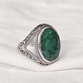 thumbnail image 3 of Emerald Corundum Mans Ring, Natural Emerald Corundum, May Birth Ring, Silver Jewelry, 925 Silver Ring, Gift, Heavy Mens Ring, Arabic Design, Ottoman Style Ring, Christmas, Turkey Mens Signet Ring, 3 of 5