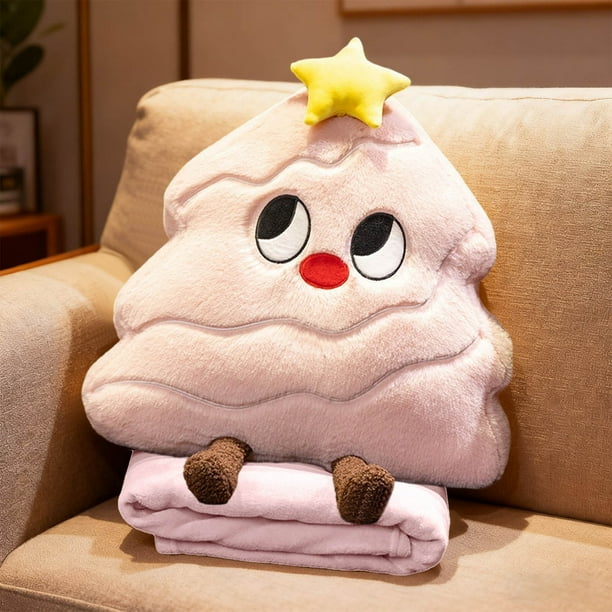 21.6inch Christmas Tree Doll Pillow With Flannel Blanket - Foldable 2 - In - 1 For Office Nap Car Use