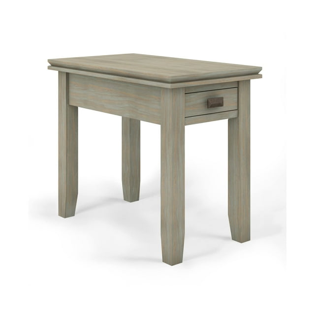 SIMPLIHOME Artisan SOLID WOOD 14 inch Wide Rectangle Transitional Narrow Side Table in Distressed Grey with Storage, 1 Drawer, for the Living Room and Bedroom