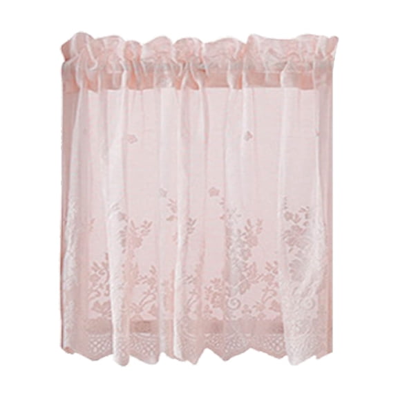 AUQ Lace Cafe Curtains 24" Length,Vintage Country Floral Embroidered Short Lace Curtains 1 Panel Set for Kitchen Window,Rod Pocket Privacy Sheer Kitchen Curtains,26 x 24"es