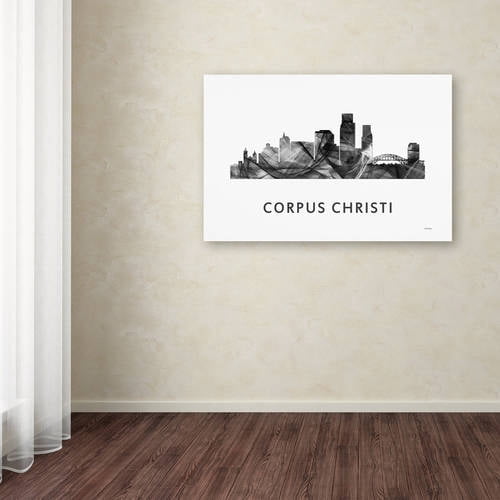 Trademark Fine Art 'Corpus Christi Texas Skyline WB-BW' Canvas Art by Marlene Watson