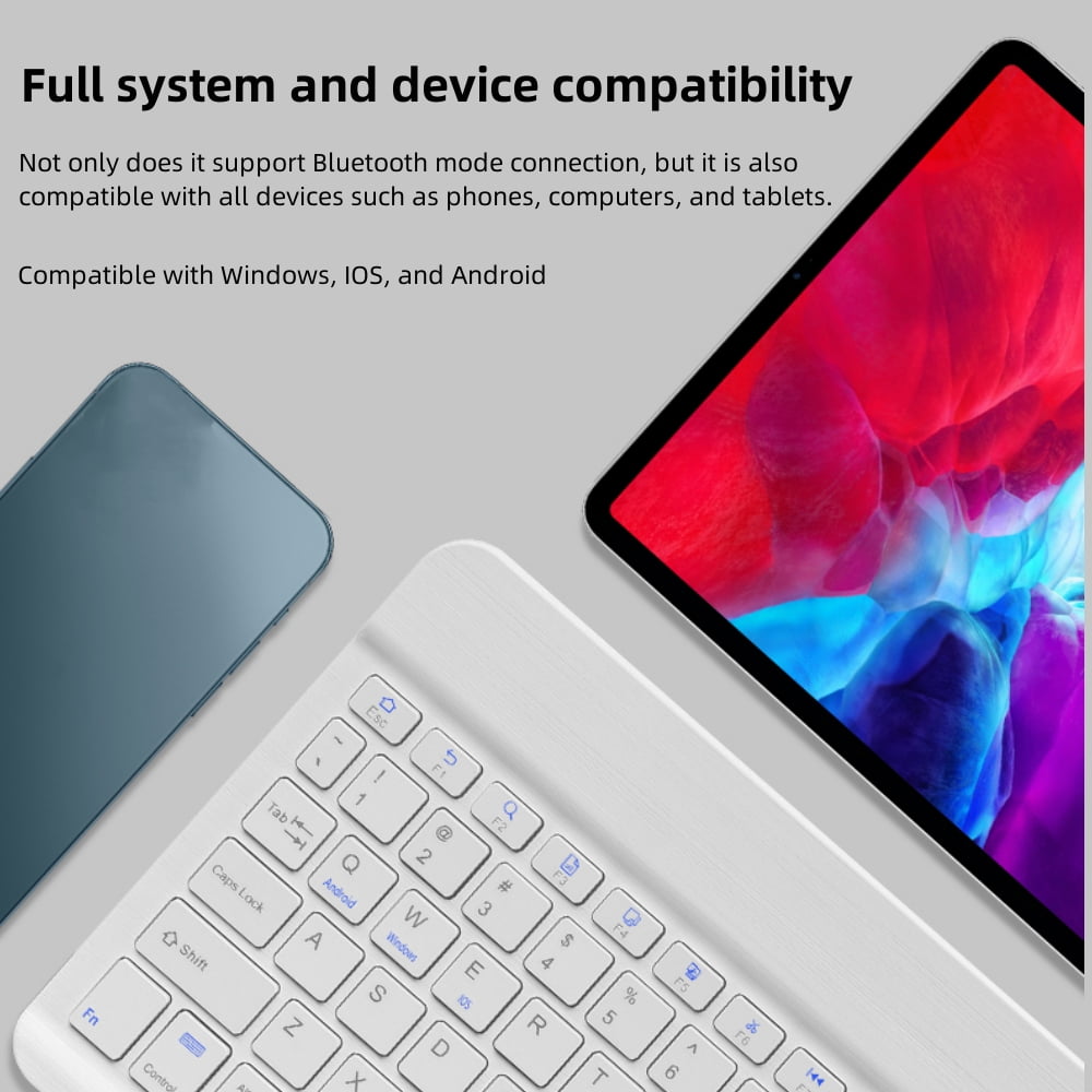 Dpisuuk 10 inch Wireless Bluetooth Keyboard Mouse Comb, Ultra-Slim Rechargeable Wireless Keyboard and Mouse Set for iOS Android Windows