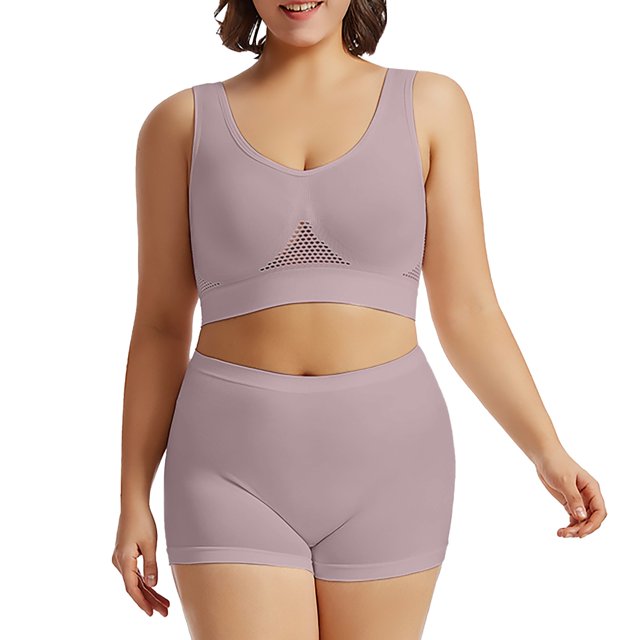 Sports Bra Women's Fitness Running Yoga Vest Without Rims Large Size Breathable Sports Bra Set