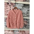 thumbnail image 6 of Women's Striped Knit Cardigan Casual Comfort Stand Collar Loungewear Home Outfit, 6 of 9