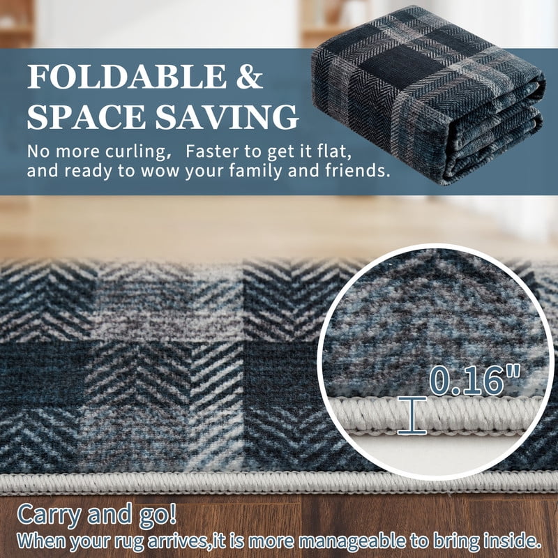 5'x7' Modern Washable Area Rugs for Living Room Tartan Ultra Soft Rug for Bedroom Farmhouse Non Slip Throw Rugs for Home Office