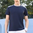 thumbnail image 1 of pstuiky camisetas de hombre, Blusa deportiva informal de color liso con cuello redondo y manga corta elástica para hombre ropa de hombre l, 1 of 6