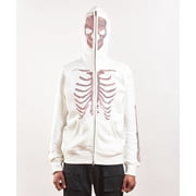 Skeleton Rhinestone Full Zip Hoodie - White