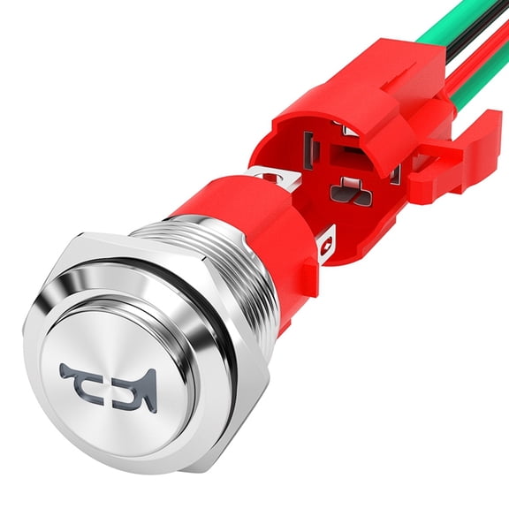 Horn Button 12V 20A Heavy Duty 16MM Metal Horn Switch Speaker LED Stainless Steel Momentary Push Button Switch