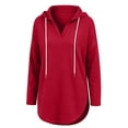 thumbnail image 3 of Oversized Hooded Sweatshirt for Women Long Sleeve Drawstring V Neck Pullover Sweatshirts Loose Casual Fall Tops (XL, Red), 3 of 9