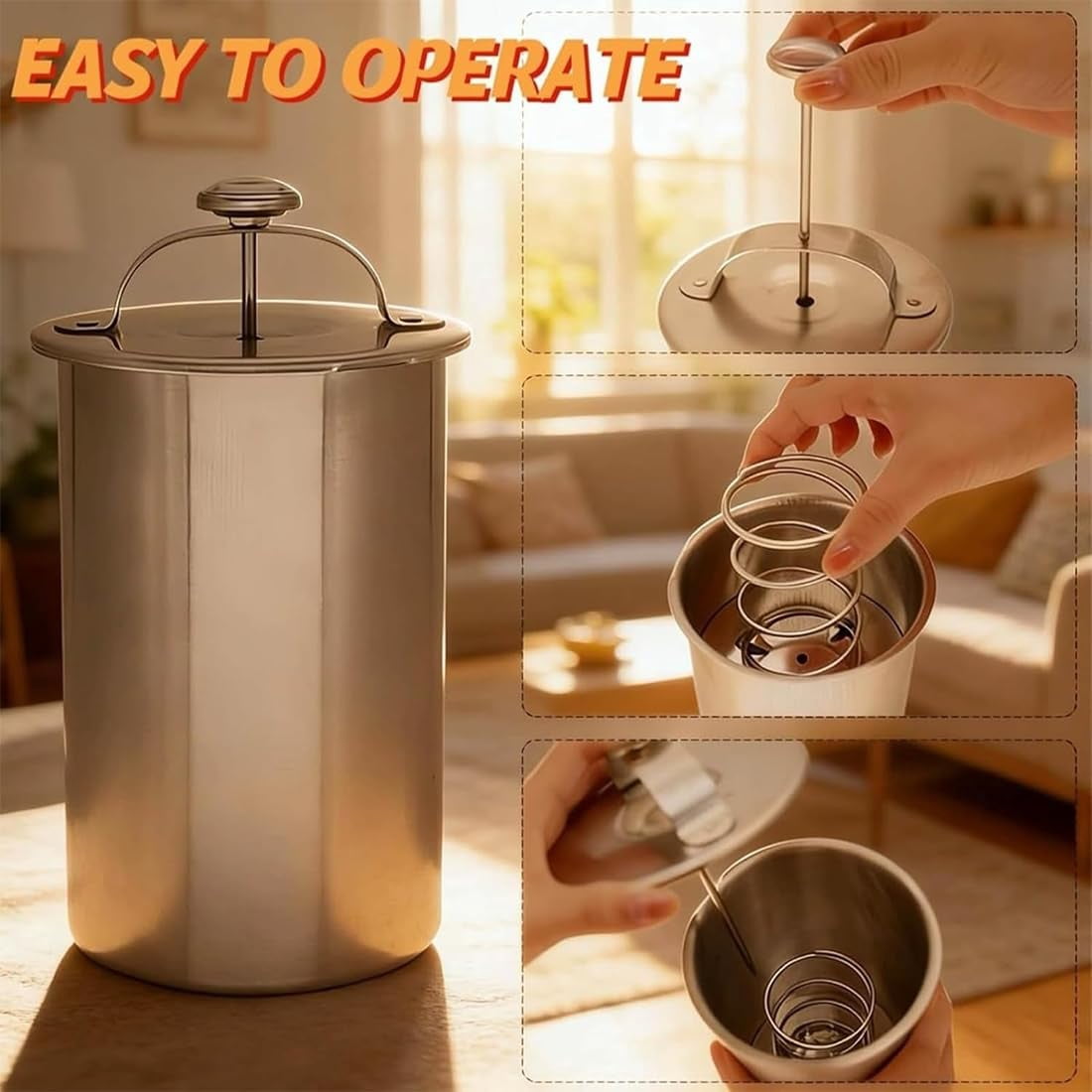 Stainless Steel Deli Meat Press with Thermometer, 1.5L Ham Maker Mold for Homemade Lunch Meat, Poultry & Sandwich Filling