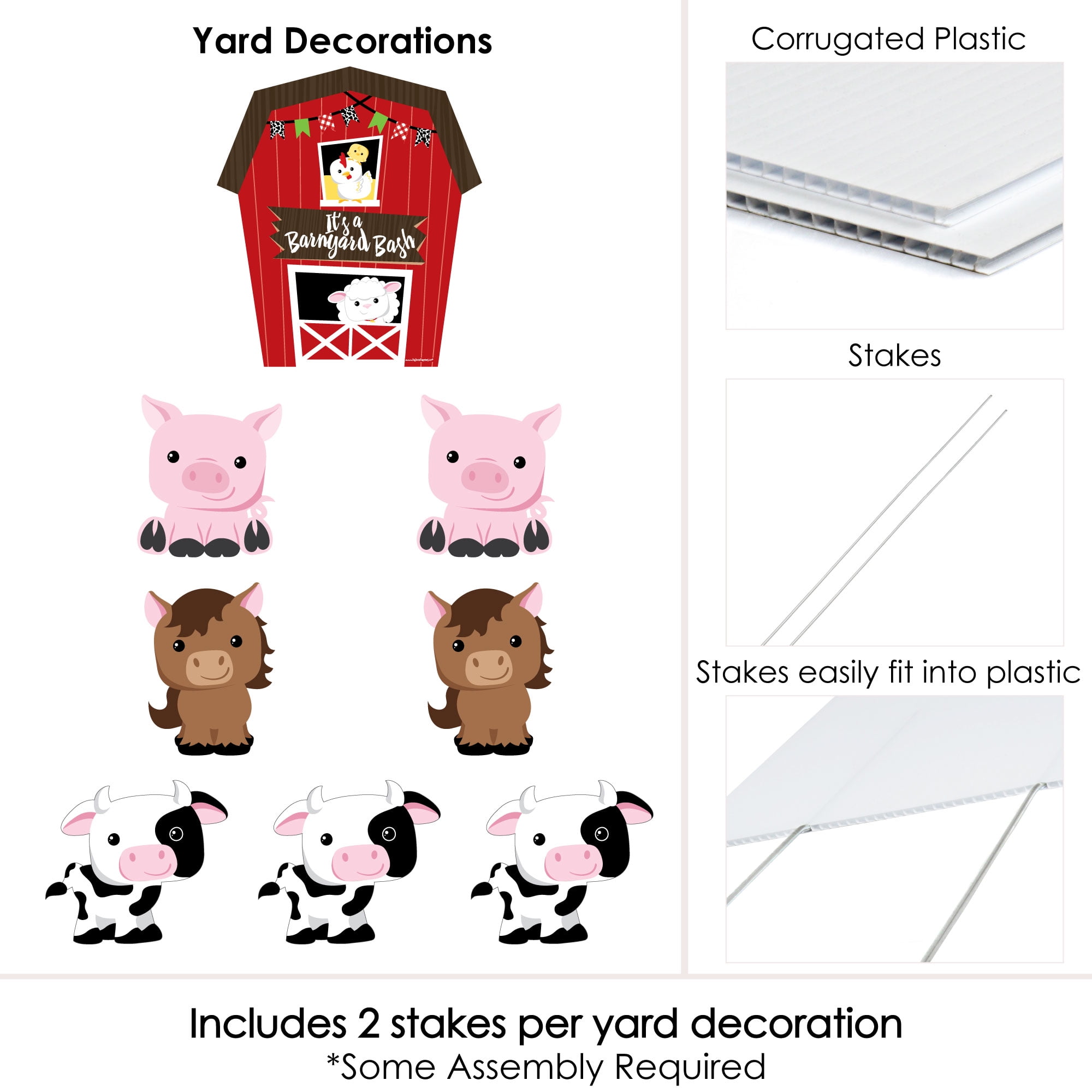 Big Dot of Happiness Farm Animals - Yard Sign & Outdoor Lawn Decorations - Barnyard Baby Shower or Birthday Party Yard Signs - Set of 8