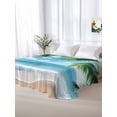 thumbnail image 5 of Beach Ocean Waves Full Size Flat Sheet, Wrinkleproof & Fadeproof Cooling Flat Bed Sheet Only, Summer Tropical Palm Tree Leaves Breathable Soft Bedding Top Sheets 81 x 96 Inches, 5 of 8