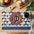 thumbnail image 2 of Japanese Folding Fan Placemats Set of 6 Blue Harmony Waves Vintage Place Mats Indoor Wipeable Table Mats Washable Cloth Dining Table Placemats for Kitchen Holiday Party Home Decor 13x19 Inch, 2 of 9