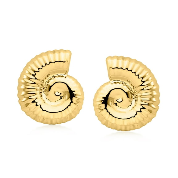 Ross-Simons Italian 18kt Gold Over Sterling Spiral Seashell Earrings, Women's, Adult