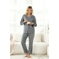 thumbnail image 4 of U2SKIIN Womens Button Down Pajama Set, Fleece Sleepwear Soft Warm Classic Lapels Cozy Lounge,(Light Grey,L), 4 of 5