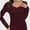 Burgundy, variant on Womens Fall Deep V Neck Long Sleeve Shirts Modal Slim Fit Basic Tee Tops