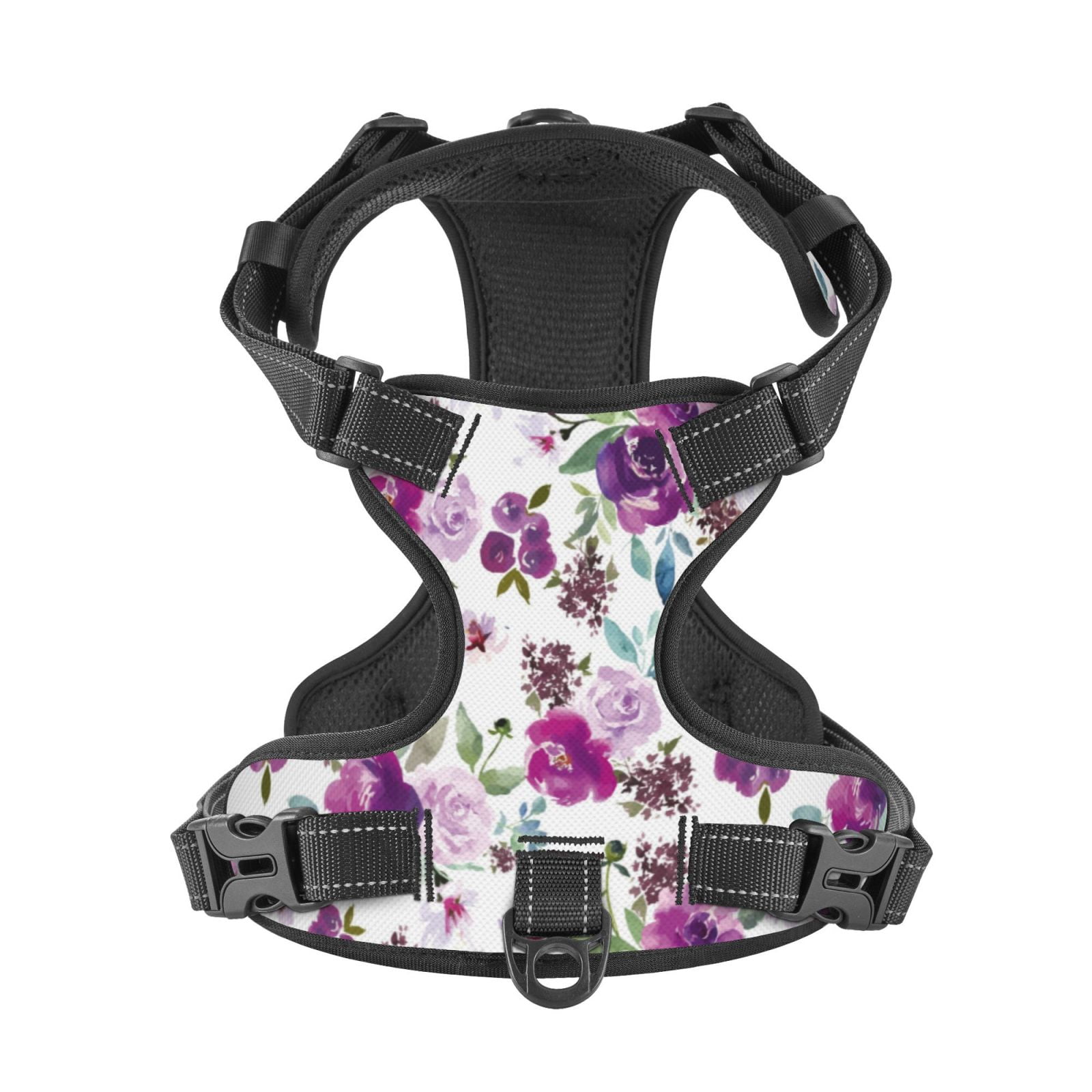 Kdxio Violets Flowers Print No Pull Dog Harness Adjustable Reflective Oxford Easy Control Medium Large Dog Harness for Training and Everyday-Small
