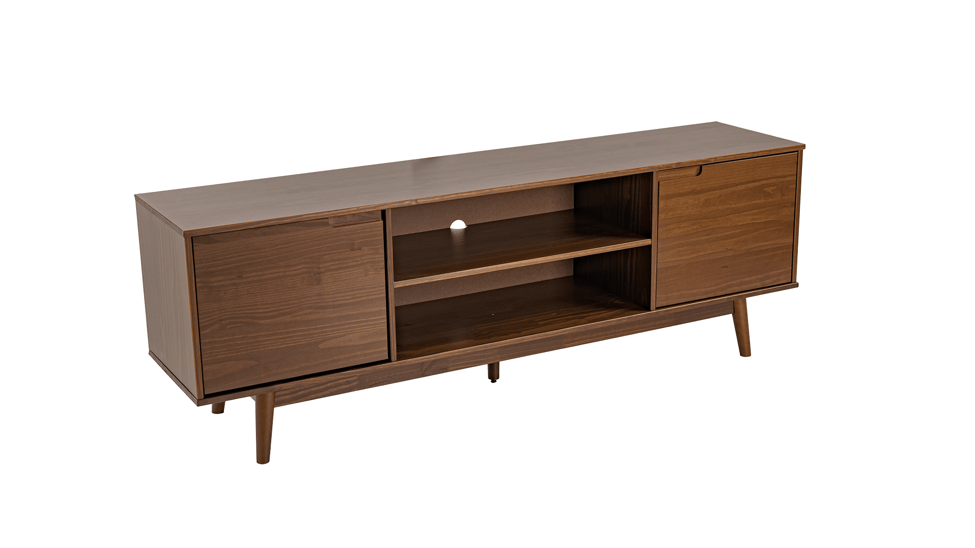 Adair 70 2-Door Solid Wood Tv Stand Walnut - for Adults and Teens