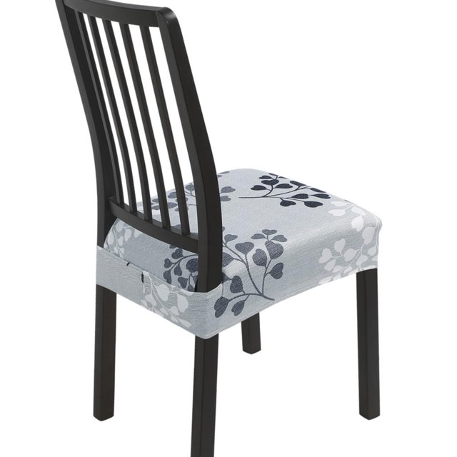Fundas para asientos de sillas de comedor SearchI, juego de 4 piezas con diseño de hojas elásticas