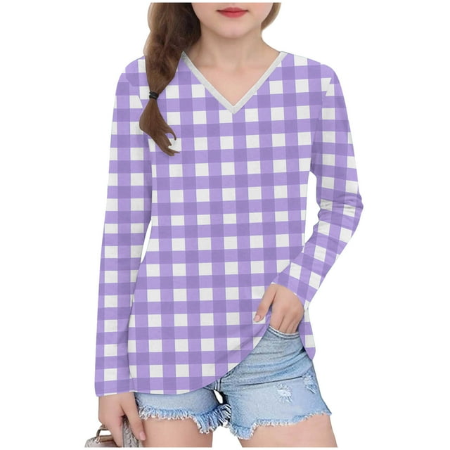 LIaqionyy T-Shirts à Manches Longues pour Filles Blouse Basique Décontractée Douce Tops Mignons pour l'Automne