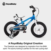 Royalbaby Boys Girls Kids Bike 14 In BMX Freestyle Blue 2 Hand Brakes Bicycles with Training Wheels Child Bicycle