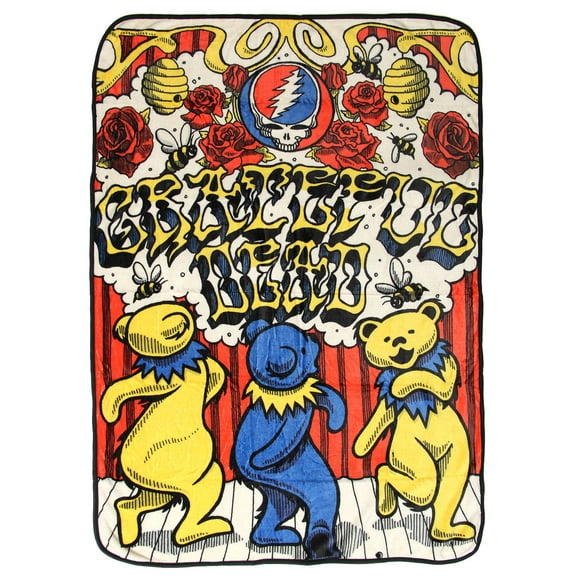 Grateful Dead Dancing Bear Show Super Soft And Cuddly Fleece Plush Throw Blanket 45" x 60"