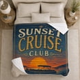 thumbnail image 5 of Vintage Sunset Cruise Club Nautical, Peaceful Mountain Lake Scene, Warm Flannel Blanket for Cabin and Lodge with Detailed Artwork, Outdoor Lovers Camping Gift, Rustic Home Decor, 5 of 9