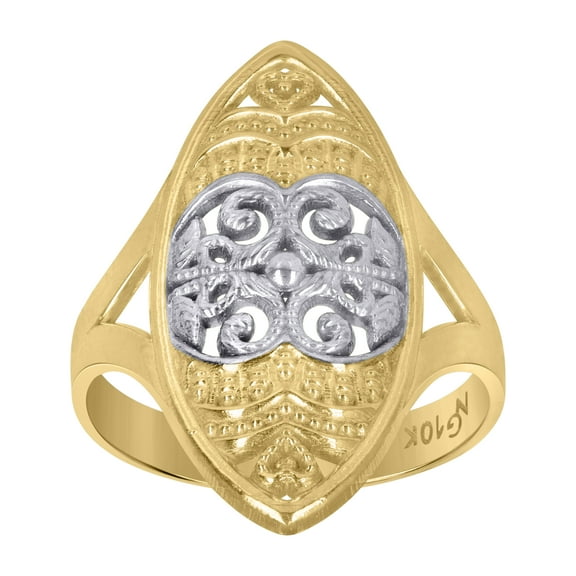 10kt Real Two-Tone Gold Womens Filigree Fashion Rings