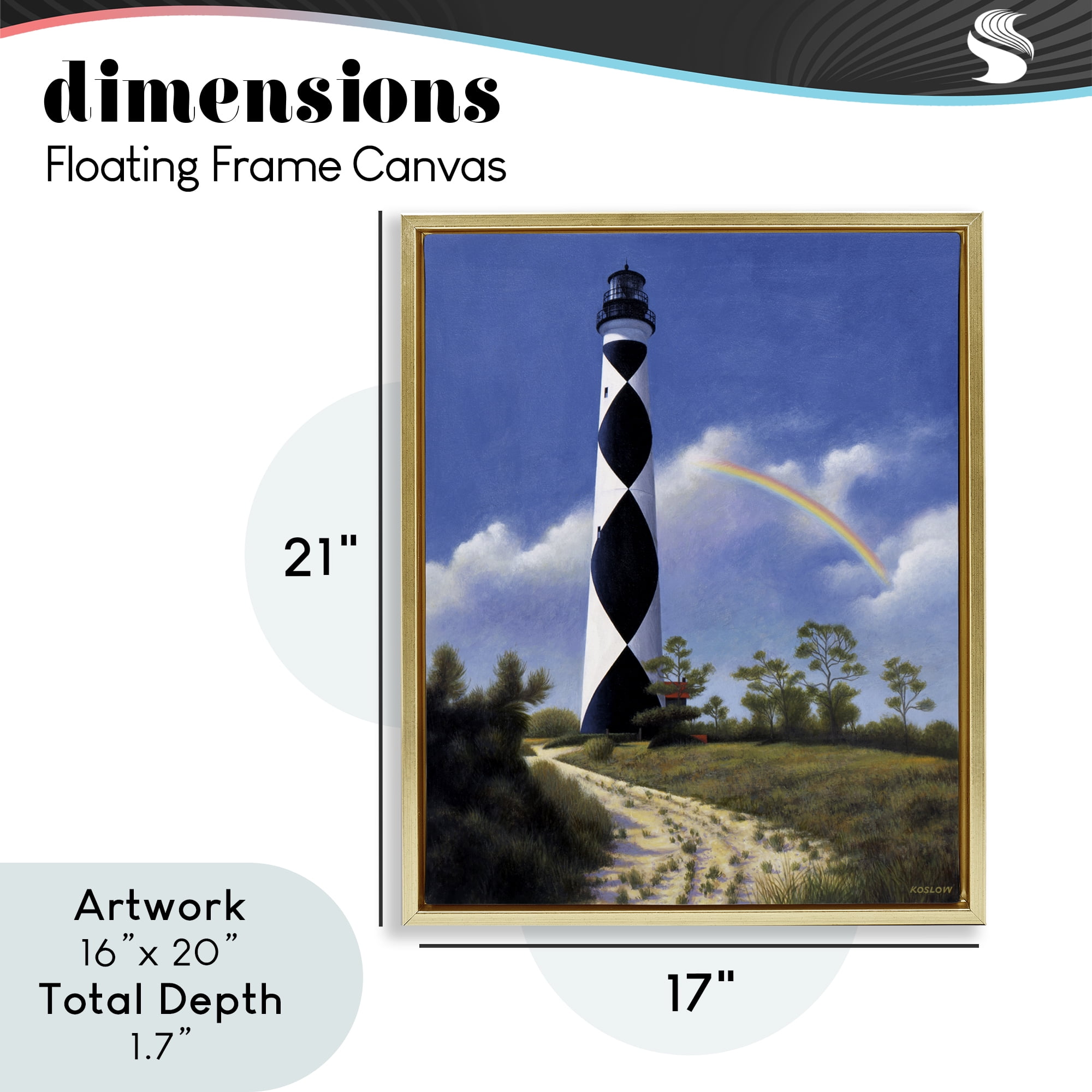 North Carolina Cape Lookout Gold Framed Floater Canvas Wall Art, design by Wind River Studios