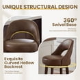 thumbnail image 6 of Guyou 30" Swivel Bar Stools Set of 2, Faux Leather Upholstered Barstools with Curved Back and Round Footrest, Modern Wooden Tall Kitchen Bar Chairs for Home Bar Pub Cafe, Brown, 6 of 12