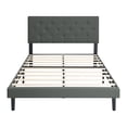thumbnail image 4 of Harper & Bright Designs Queen Size Upholstered Platform Bed with Tufted Linen Headboard, Wood Bed Frame with Slat Support for Bedroom, Dark Gray, 4 of 6