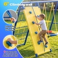 thumbnail image 3 of Swing Sets,Fashionsport Outfitters Heavy-Duty Metal Swing sets for Backyard, Playground,Outside Toys with Climber Net,Climber Wall,Saucer Swing,Wave Slide,Belt Swing ,Trapeze Bar for 7 Kids Aged 3-12, 3 of 11