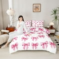 thumbnail image 4 of Manfei Kids Teens Girls Cartoon Pink Ribbon Bow Bedding Comforter Set 2pcs,Cute Bow Knot Twin Comforter Sets Microfiber,Dreamy Princess Bowtie Breathable Bedding Set,Luxury Bedroom Decor,Reversible, 4 of 8