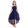 thumbnail image 1 of Manyakai Robe à une Épaule pour Filles, Ourlet Haut-Bas, Robe de Princesse à Volants, Taille Haute, Robe de Danse de Soirée Bleu Marine 16, 1 of 7