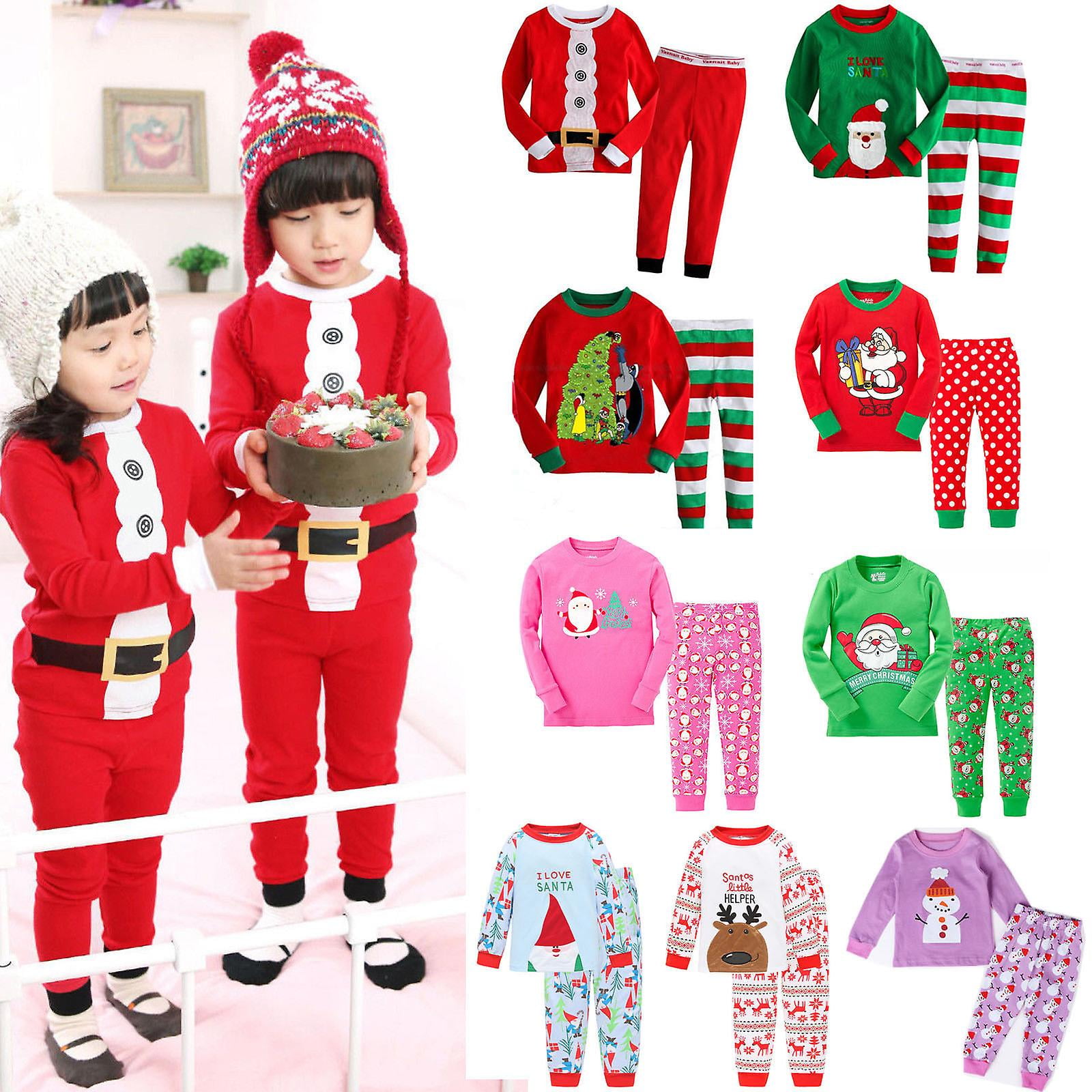 Kids Boys Girls Christmas Pajamas Pjs Set Xmas Sleepwear Nightwear Loungewear