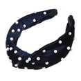 thumbnail image 1 of Faux Pearl Knotted Headband, Classic Casual Style Velvet Headband for Women Girl, Blue, 6.69"x4.72"x1.38", 1 of 7