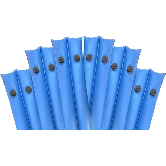 4' Double Chamber Pool Water Bags, Heavy Duty (20 Gauge) Water Tubes with Screw Cap (6 Pack)