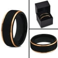 thumbnail image 4 of P. Manoukian Tungsten Wedding Band Ring 10mm for Men Women Black & 18K Yellow Gold Plated Stepped Edge Polished Lifetime Guarantee Size 6, 4 of 4