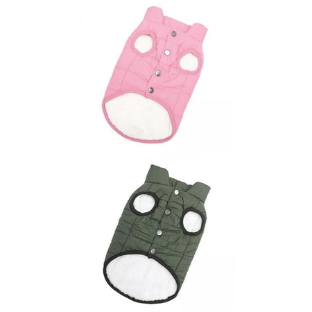 2x Pet Vest Warm Dog Clothes Jacket Apparel Overcoat Clothing Pink and Green