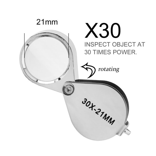 Magnifier Pocket Identifying Magnifying Glass Portable Magnifier; Portable Jewelry Loupe for Magnifier; Jewelry Magnifier; Home Outdoor, 30X