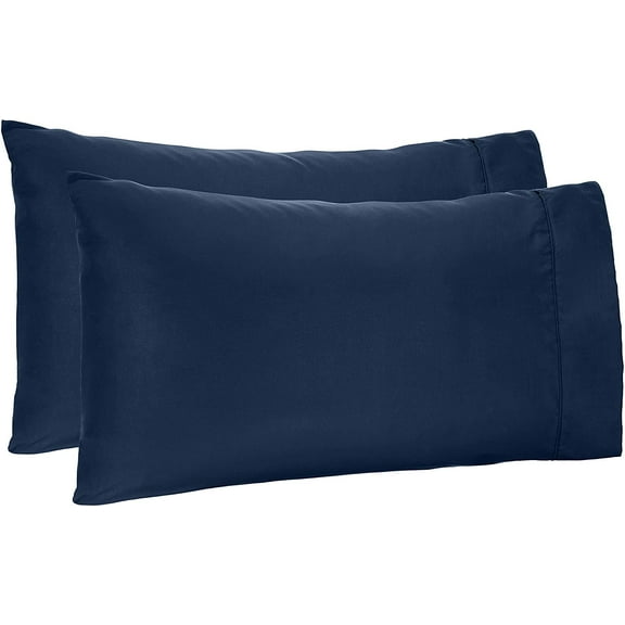 Oversized Pillowcase Pack of 2 Pillowcase to Fit Your Oversized Pancake Large Huge & Gusseted Pillows 100% Egyptian Cotton(Navy , Queen Oversize- 23 X 34)