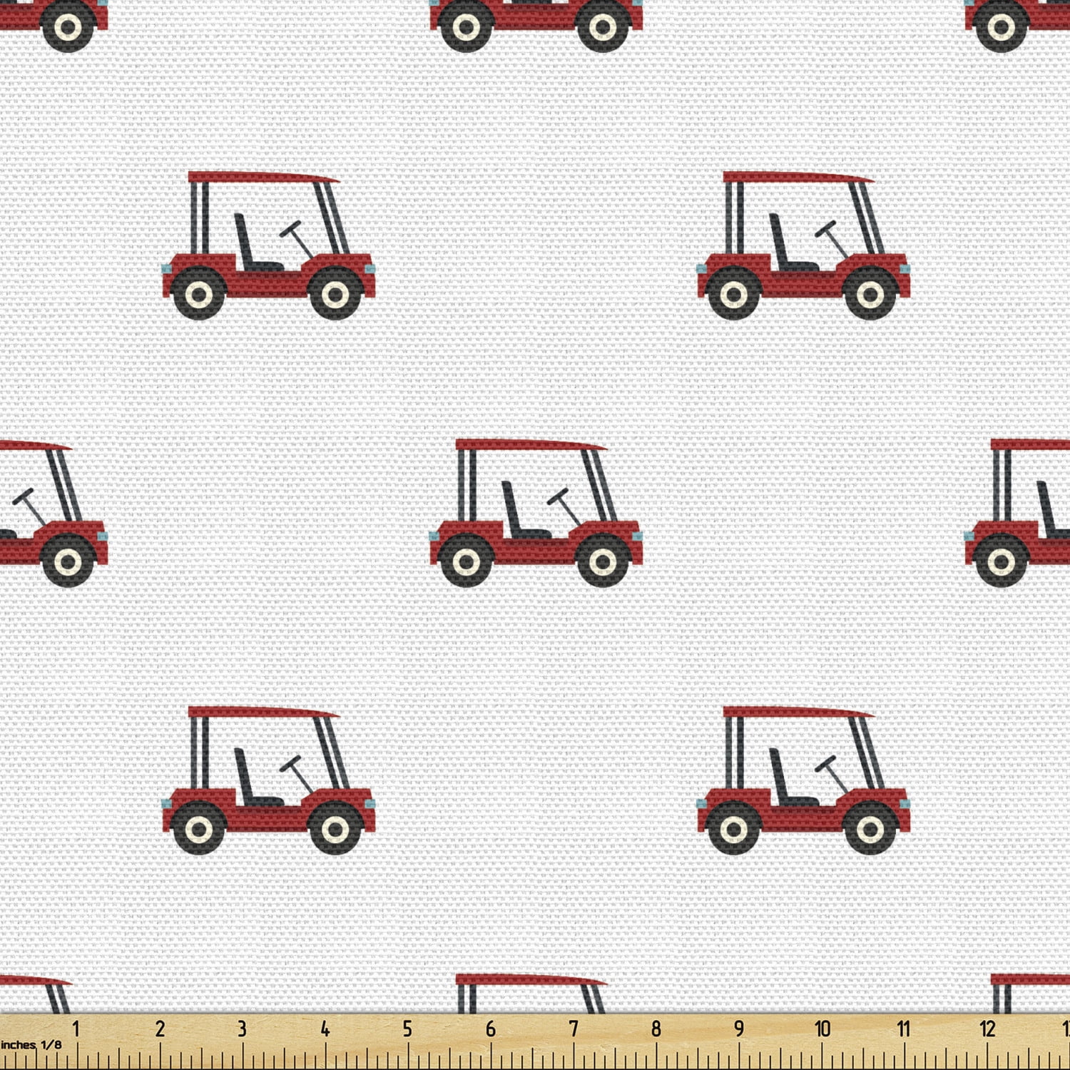 Golf Fabric by the Yard, Carts Pattern Golfing Stroke Play Hobby Game