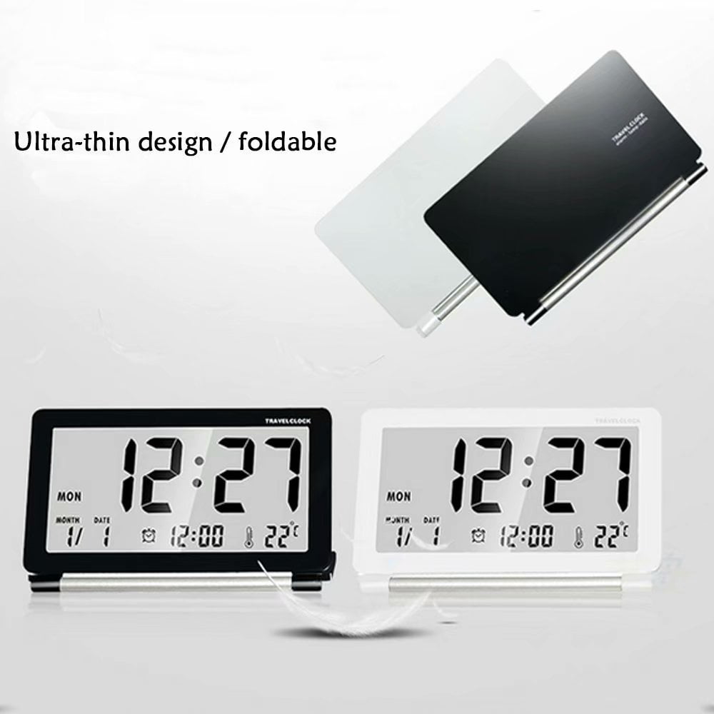 Digital Travel Clock with Blue Backlight Battery Operated Calendar