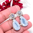 thumbnail image 2 of Blue Opal - Owyhee & Tanzanite Designer Handmade 925 Sterling Silver Earring 2.15" E83511, Christmas Gift, 2 of 4