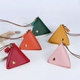 thumbnail image 6 of Small and Cute New Solid Color Portable Coin Change Leather Coin Purse Triangular Wallet Storage Bag RED, 6 of 8
