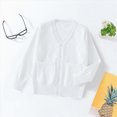 thumbnail image 2 of TOWED22 Kids Boy Girl School Uniform Cardigan Sweaters V-Neck Basic Solid Button Knitted Cardigan,White,11-13 Y, 2 of 4