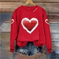 thumbnail image 6 of Pxxlle Valentines Day Tops for Women Love Heart Graphic Sweatshirts Oversized Crewneck Long Sleeve Pullover Sweatshirt for Holiday Red L, 6 of 6
